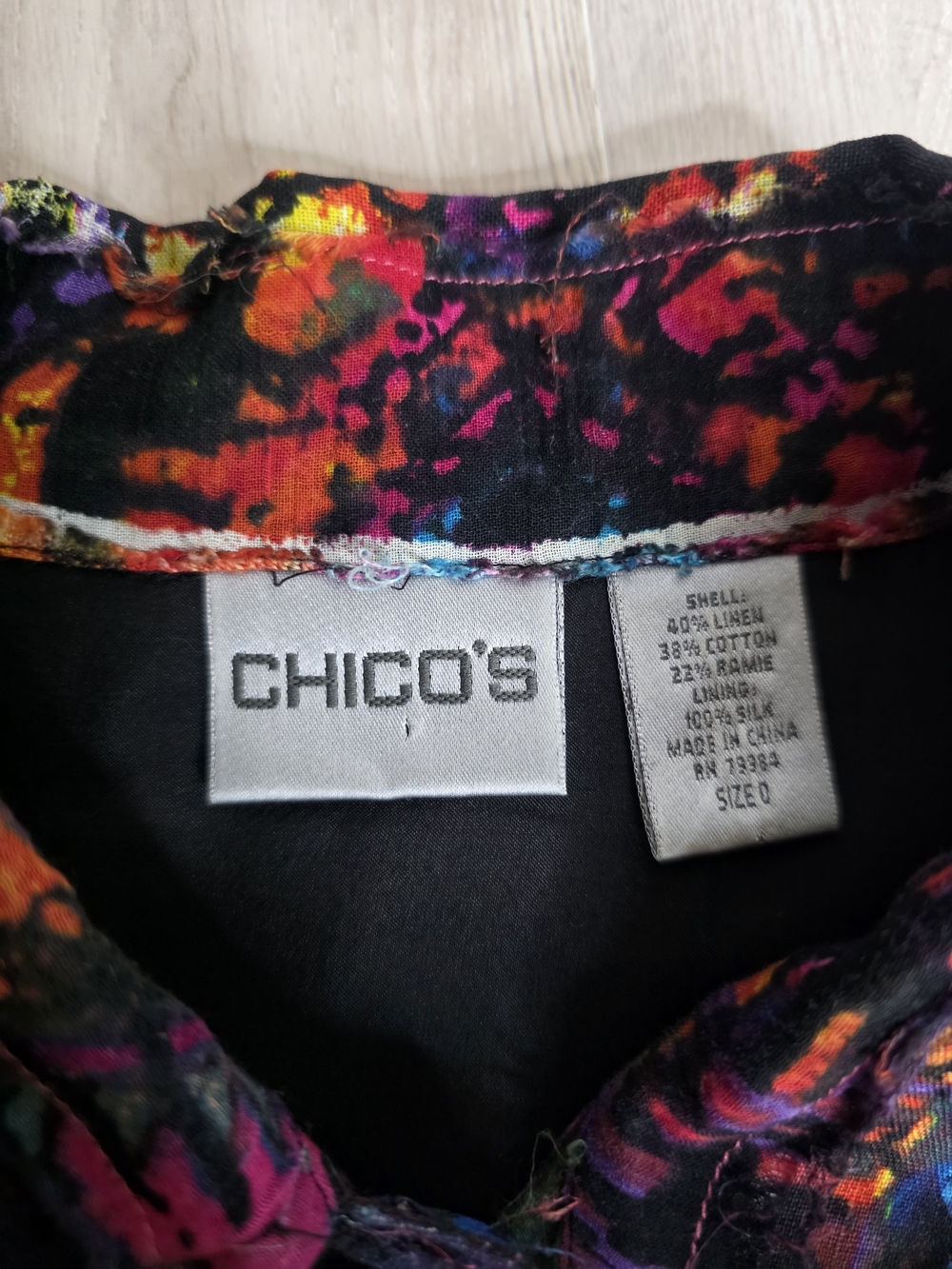 Chico's VINTAGE Black Neon Abstract Patchwork Jacket. Rare Find - Picture 6 of 8